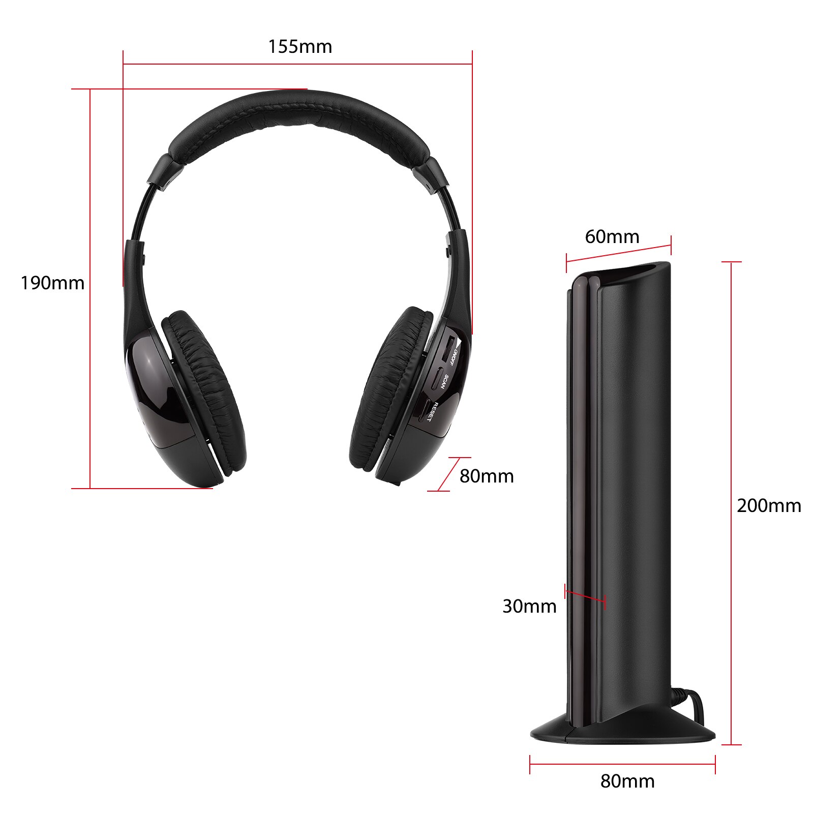 5-in-1 Multifunctional Wireless Headset FM Hi-Fi Wireless Headphone Emitter Receiver Set FM Radio Computer TV Monitor Headphone