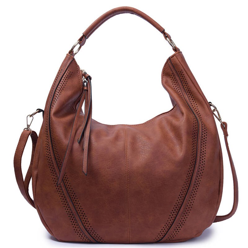 Women Pu Leather Handbags Large Capacity Ladies Shoulder Bag Messenger Bags Casual Female Tote Bag: Brown