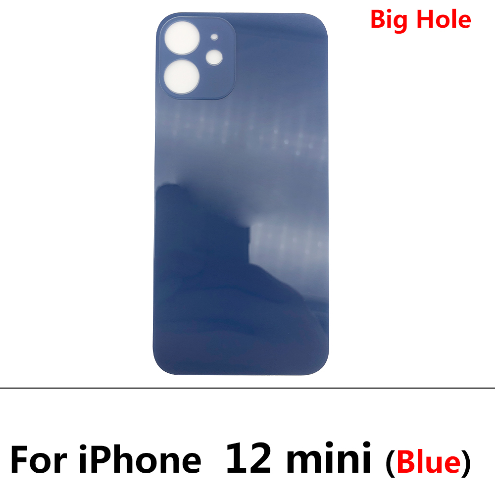 Big Hole Glass Back Cover For Iphone 12 Pro Max 12 Mini Battery Back Cover Glass Rear Door Replacement Housing: For 12 Mini Blue