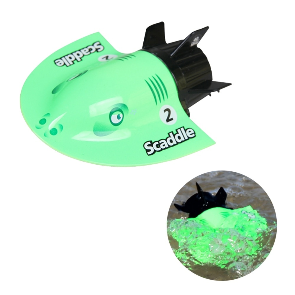 Mini Electric Radio Submarine Remote Control Racing Boat Ship Submarine Toy Cool Aquatic Toys (Green)