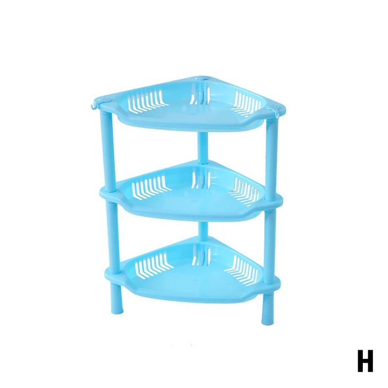 3 Layers Kitchen Organizer Storage Rack Holder Organization Sundries Shelf Assembled Plastic Storage Bathroom H7J7: Blue 2