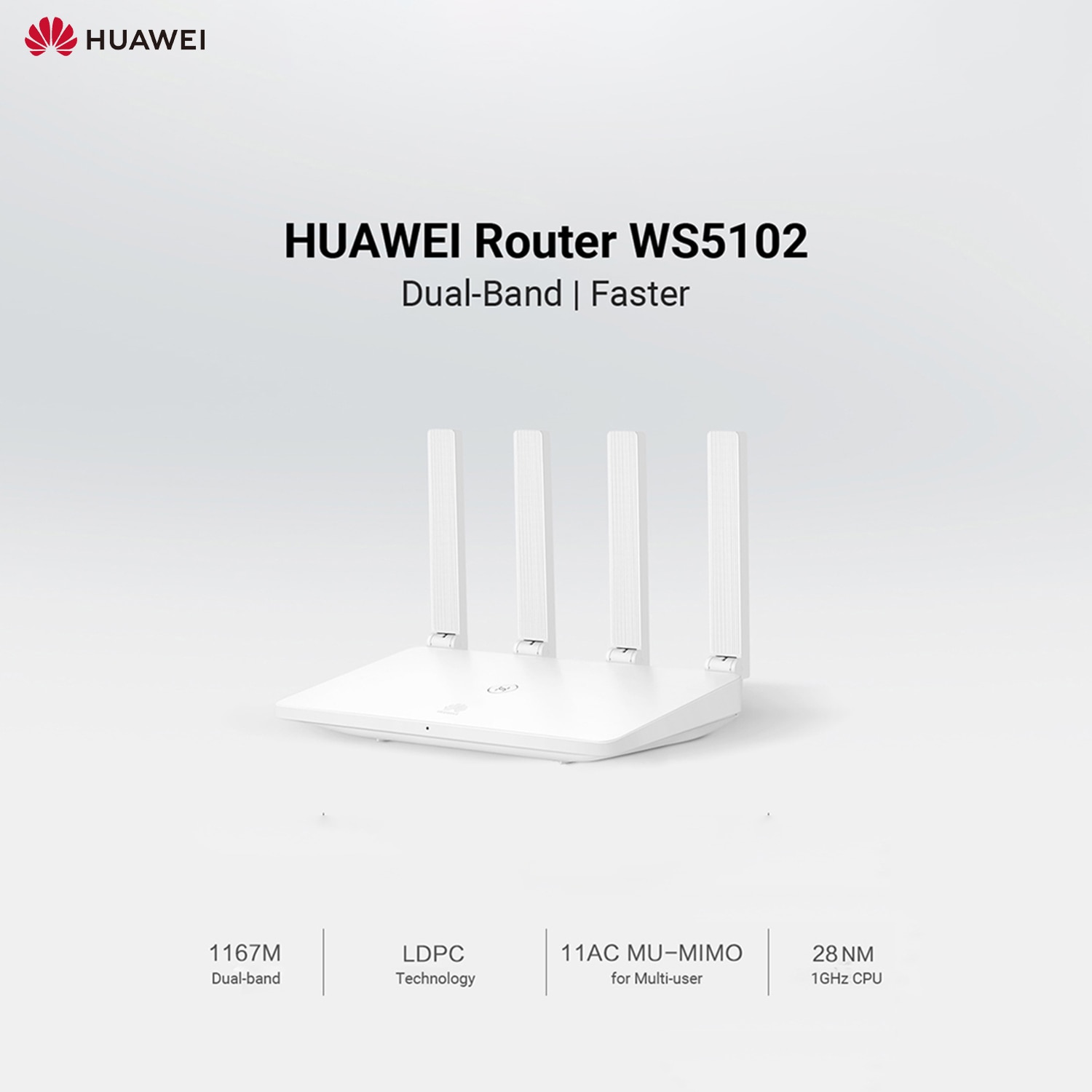 Routeur HUAWEI WS5102 routeur de maison intelligente sans fil double bande Wi-Fi 5GHz routeur préféré prise en charge IPv6/IPv4 avec 5 fibres Ethernet