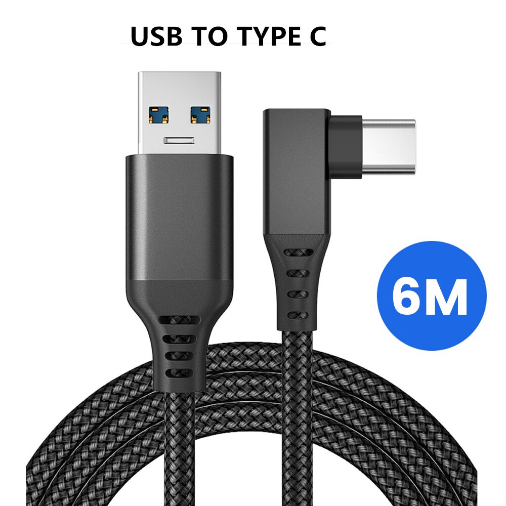 6M/5M Oculus Suche 1 Datenleitung Ladekabel Für Oculus Suche 2 Verknüpfung VR Daten Transfer kabel USB-A Typ-C VR Headset Zubehör: 6M A zu C Schwarz