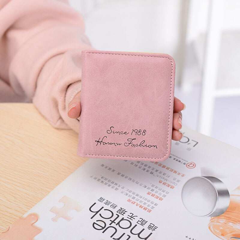 Korean Small Girl Mini Wallet Purse PU Leather Slim Female Wallets Change Purse Girls Mini Coin Purses Card Holder: Pink