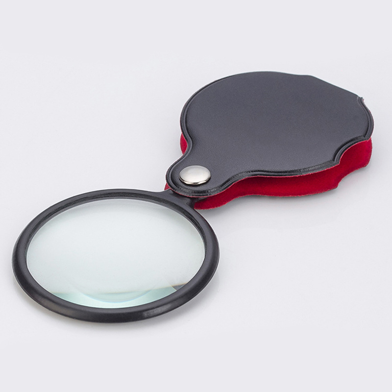 Draagbare Handheld Vergrootglas 6X 8X Lederen Vergrootglas Loupe Pocket Vergrootglas Reading Monocle Sieraden Loupe Glazen Lup