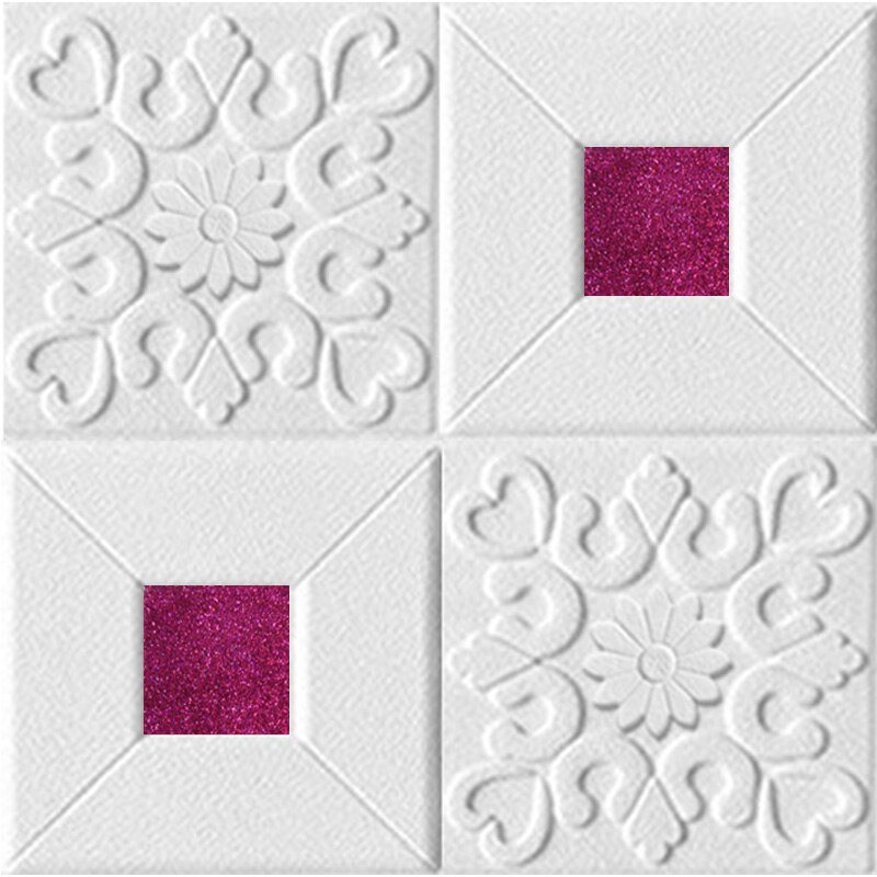 35*35cm 3D Wall Stickers Ceiling Panel Roof Decor Waterproof Self-Adhesive Foam Wallpaper Living Room Kitchen TV Backdrop: Purple / 35x35cmx10pcs