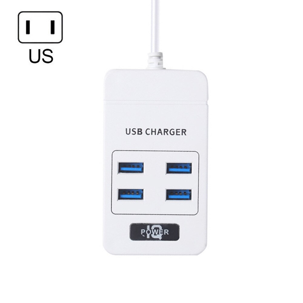 5V 3.1A 4USB Multi-Function Charging Socket Multi-Port Mobile Phone Charging Socket 1.5 Meters Long USB Ports Charging Socket: white US