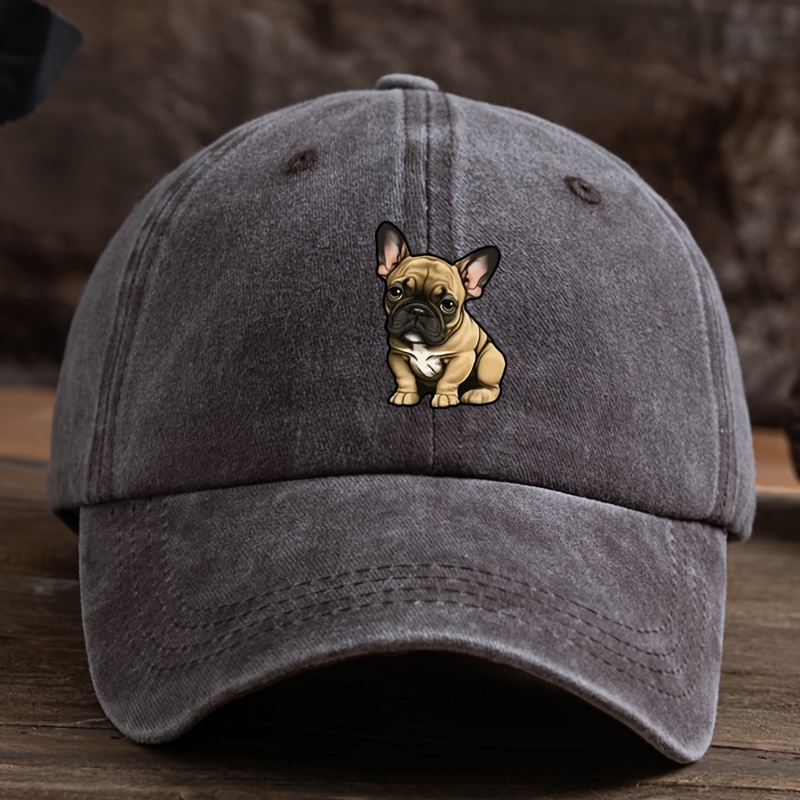 Gorra de béisbol con estampado de Bulldog Francés, protector solar, para exteriores, adecuada para hombres y mujeres, para combinar con el ocio diario: Blanco