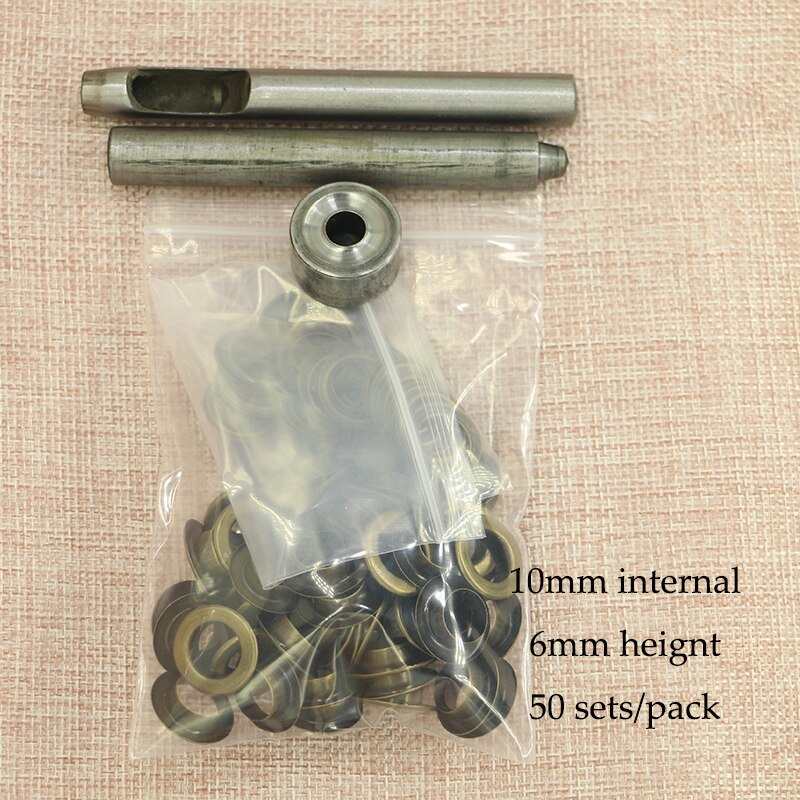 Flugzeug Blende Kupfer Metall Kreisförmige Hohl Nieten und Werkzeuge Abmessungen 50 stücke für 5/6/8/10mm interne durchmesser ösen werkzeuge: 10mm Bronze- Werkzeug