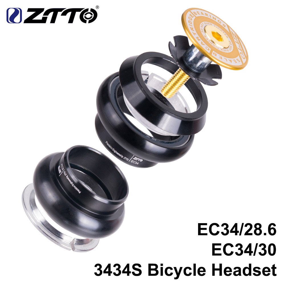 Ztto 3434s mtb cykel vägcykelheadset 34mm ec34 cnc 1 1/8 28.6 rak rörgaffel internt 34 konventionellt trådlöst headset: 3434s guld