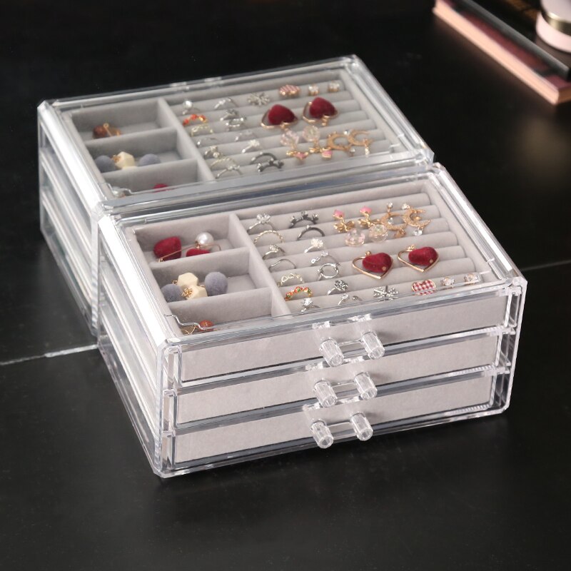 Transparante Make-Up Organizer Opbergdoos Acryl Make Up Sieraden Lade Ring Ketting Organizer Drawers Organizer: Jewelry Box 2