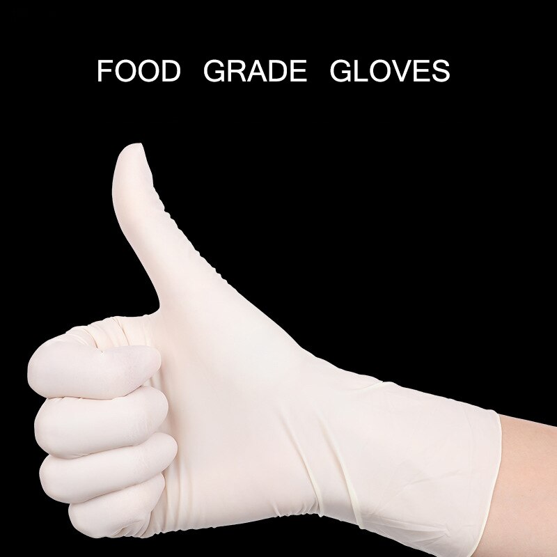 100 Uds guante de látex antideslizante Protector de manos guante elástico duradero blanco desechable guante ampliamente utilizado proteger sus manos