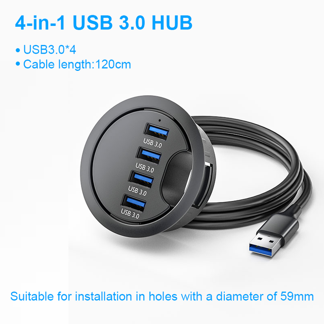USB Desk Hub USB3.0 HUB With 4 Port USB3.0 Headphone/Mircophone Adapter For Desktop PC USB HUB Desk Mount USB 3.0 Splitter