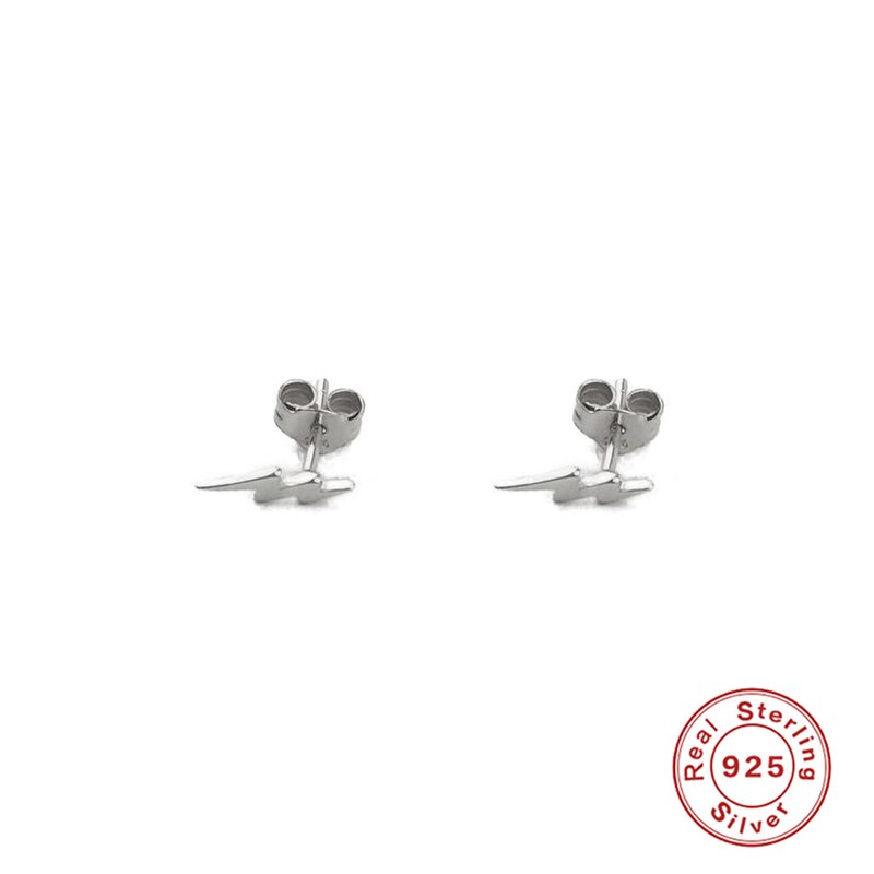 ROXI Minimalist Jewelry 100% 925 Sterling Silver Earrings Cute Tiny Lightning Shape Small Stud Earrings for Women: Silver