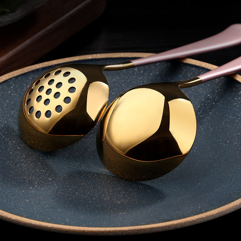 Juego de utensilios de cocina de acero inoxidable 304, cuchara de sopa con escurridor, accesorios, utensilios de cocina, utensilios de cocina