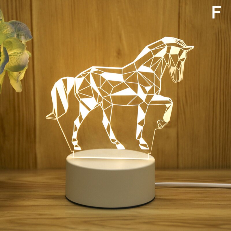 Acrylic 3D Night Light Elk Love Pattern Night Light LED Romantic Light: F