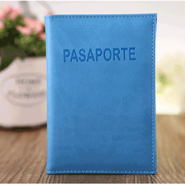 Travel Women Passport Cover Cute Top Leather Pu Passport wallet and case pochette passeport uk russia: Blue