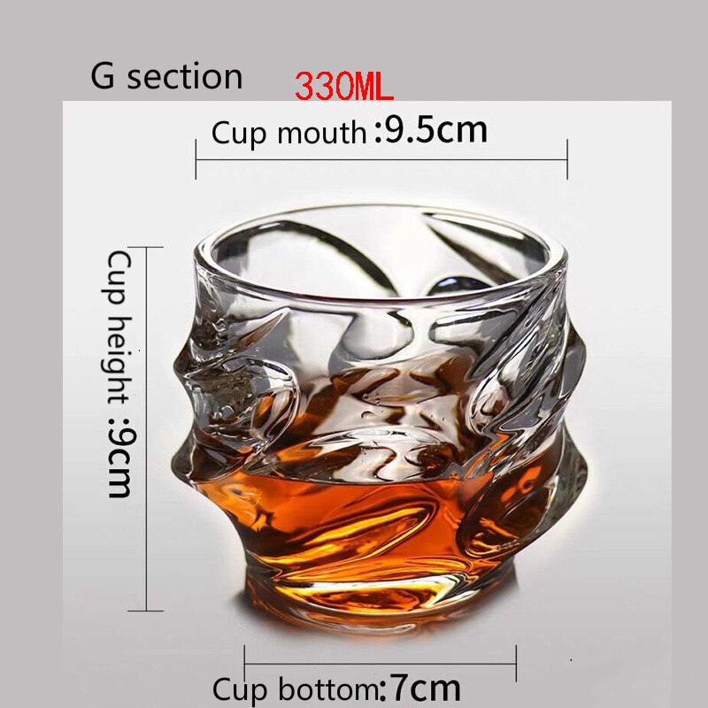 European whiskey glass household crystal glass foreign wine glass spirit wine glass diamond beer glass: G  330 ML