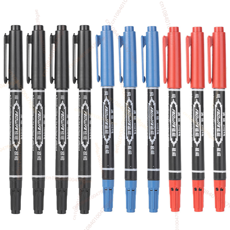 5/10PCs Permanent Marker Black/Blue/Red Oil Marker Pen Twin Tip Fine Nid Marker Ink Stationery Items School & Office Supplies: Light Grey