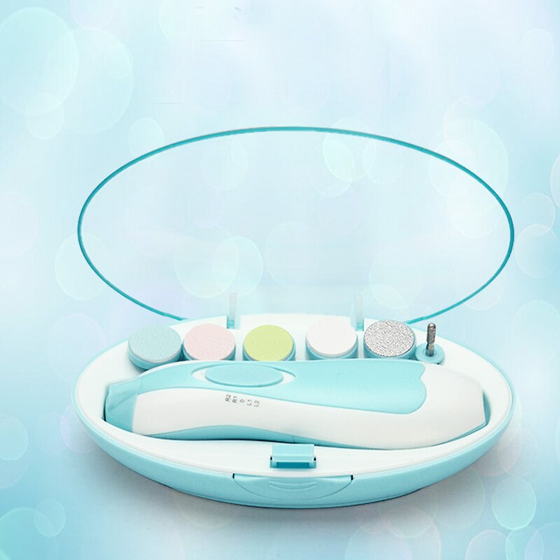 Veiligheid elektrische baby nagelvijl schaar teennagelknipper vingernageltrimmer manicure-instrument manicure pedicure verzorgingsset voor kinderen: Blauw