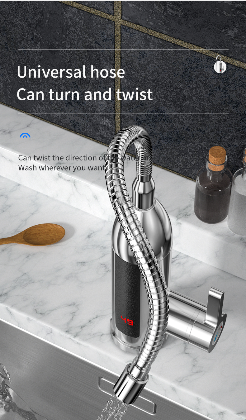 3000 W elektrischer Warmwasserbereiter, Küchenarmatur, Wasserhahn, heißes und kaltes Wasser, Dual-benutzen-LCD-Anzeige, sofortige Heizung, Warmwasserbereiter, Wasserhähne: S / verrotten