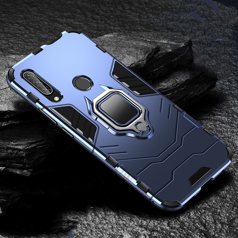 Rüstung Stoßfest Ring Halter Fall für Huawei Ehre 9X Premium Fall Harte PC Weiche TPU Hybrid Zurück Abdeckung Für Ehre 9X Globale Coques: For Honor 9X Global / Navy