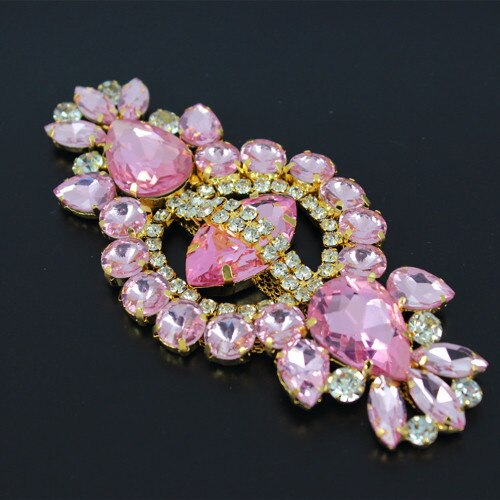 12*5.8 cm bandeau de mariée strass Applique pour wedidng robe sac décorations or mariage ceinture ceinture strass vert appliques: pink sash applique