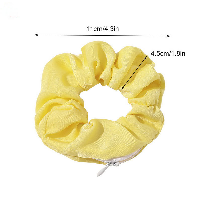 Women Satin Zip Scrunchies Elastic Velvet Hairbands Leopard Crunchy Hair Ties Pocket Scrunchie Holder With Zipper Headwear