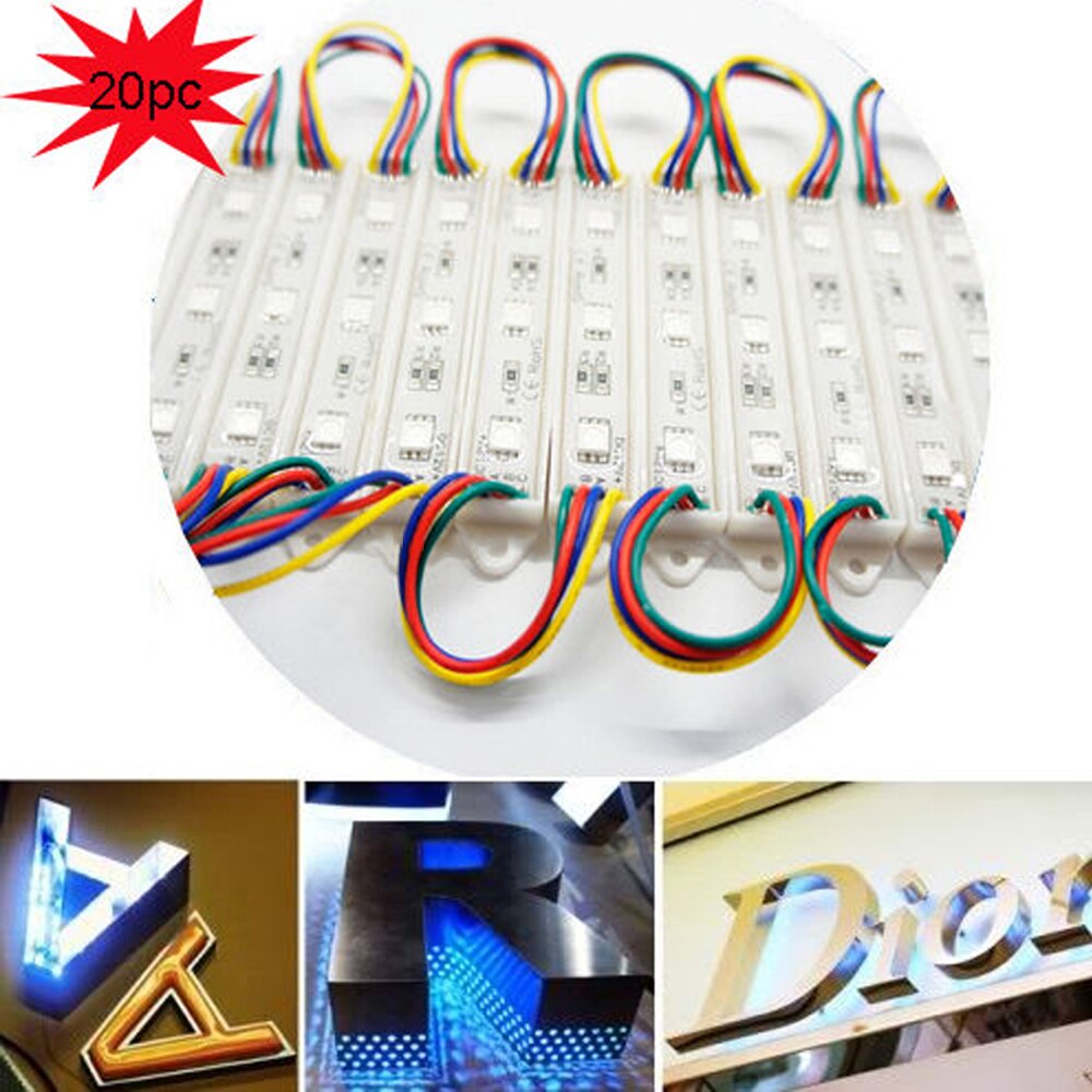 Módulo LED 5050, 3 LED DC12V, publicitario impermeable, módulos LED de Color blanco RGB, iluminación súper brillante, 20 unids/lote
