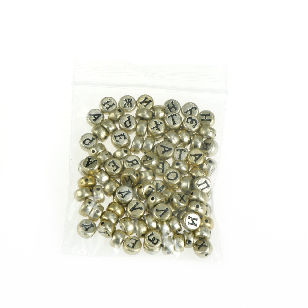 100 stuks/set doe-het-zelf platte ronde letters acryl spacer kralen voor het maken van sieraden alfabet kralen: Goud
