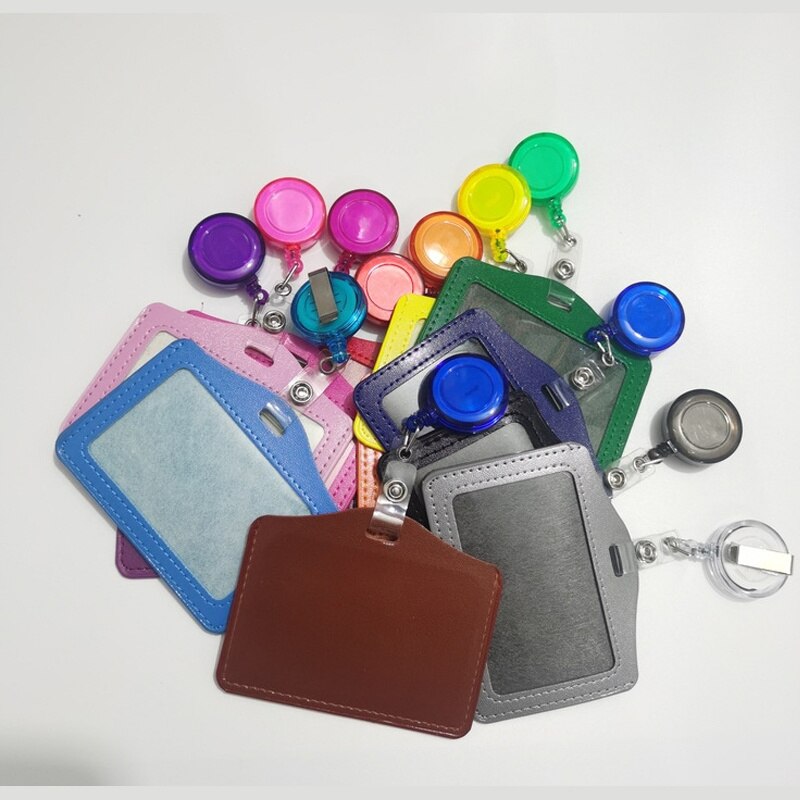 Business Badge Transparent Card Holder Bag PU Women Employee Transparent Card Cover Student PU Leather ID Name Card Holder Bags