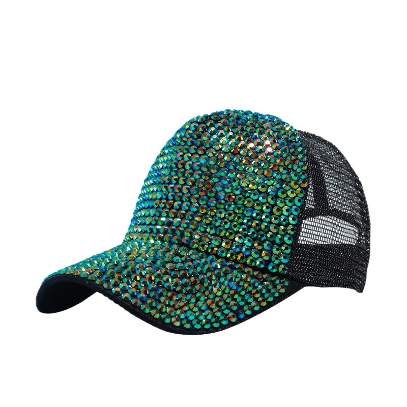 Nuove Donne di Modo Berretto Da Baseball di Strass Perla Di Lusso Paillettes Sport Cap Traspirante Snapback Cappello di Sun del Cappello di Hip Hop: B9