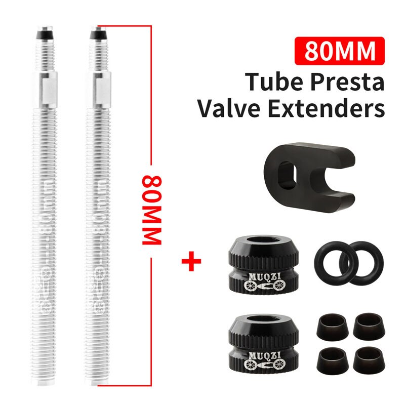 Rower zawór Presta Extender Clincher opon wymienny zawór dętka rozszerzenie Adapter zaworu z podstawowe narzędzie akcesoria rowerowe: Removable 80mmSilver