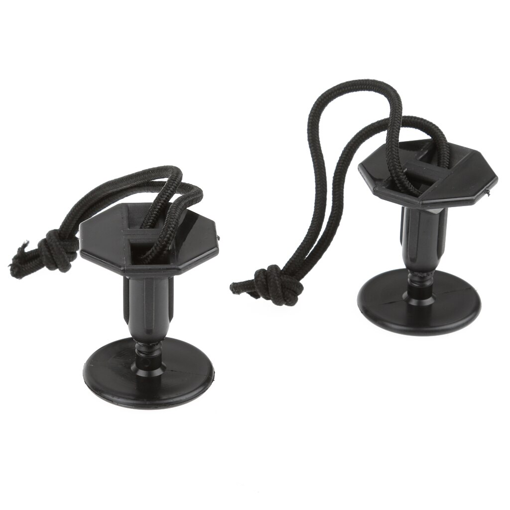 1 Pair 48mm Surfing Bodyboard Surfboard Leash Plugs & 12cm String Cord Black