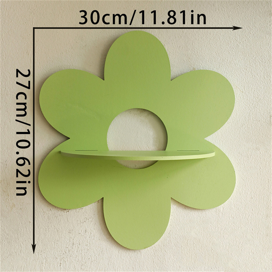 Soporte de almacenamiento de pared con forma de flor, arte de pared de madera, decoración de pared, estante flotante para plantas para baño, decoración de la habitación del hogar, para dormitorio