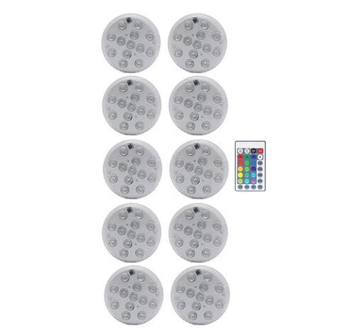 Flytande poollampor 16 färger dränkbara led-lampor med magnet och sugkopp dammfontän undervattensled nattlampa: 10 st