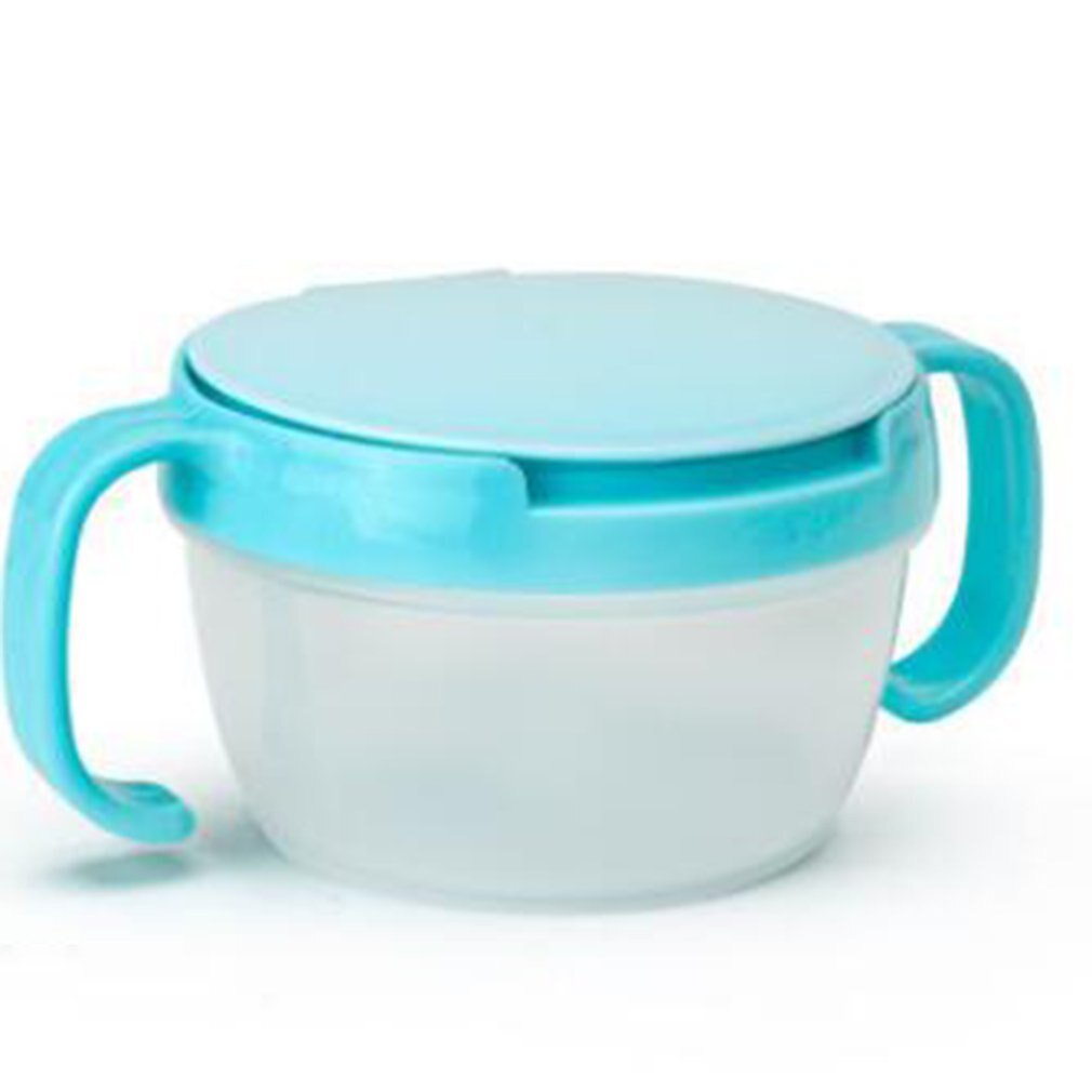 Baby Food Container Spill Proof Dishes Feeding Children Candy Colors Double Handle Cup: Blue