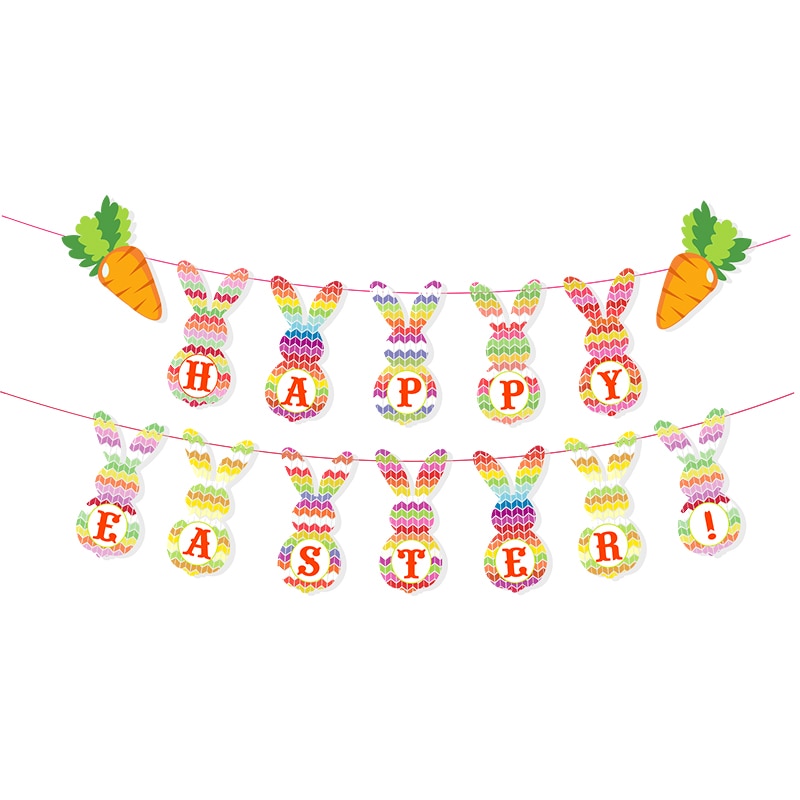 Creatieve Pasen Decoraties Banner Bunting Bunny Eieren Pull Vlag Voor Festival Party Kids Verjaardag Decoratieve Opknoping Slingers