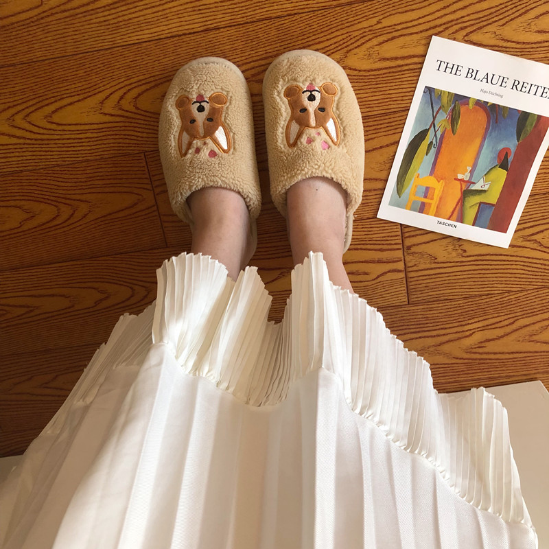 Pluszowy placki kapcie kobiety mężczyźni domowe kapcie słodkie zwierzę ciepłe miękkie wygodne białe pantofel damski panie kapcie robić domu zima