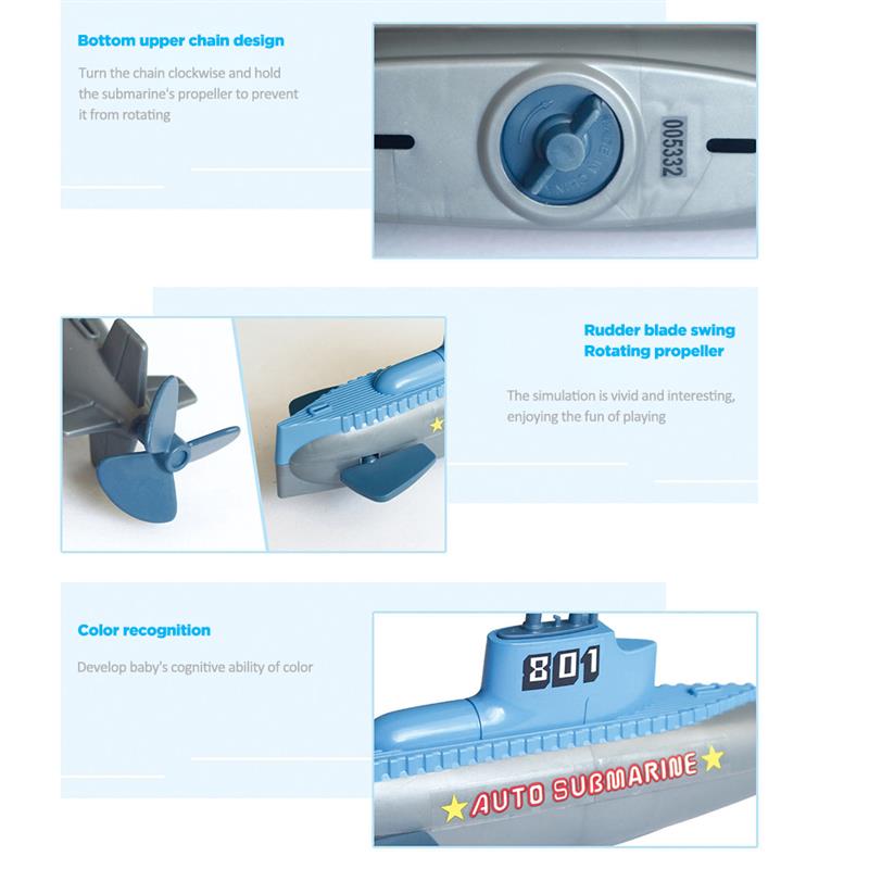 8 styles Kids Clockwork Submarine Water Toys Simulation Little Submarine Rocket Bathing Bathtub Shower Toys for Kids Play Water