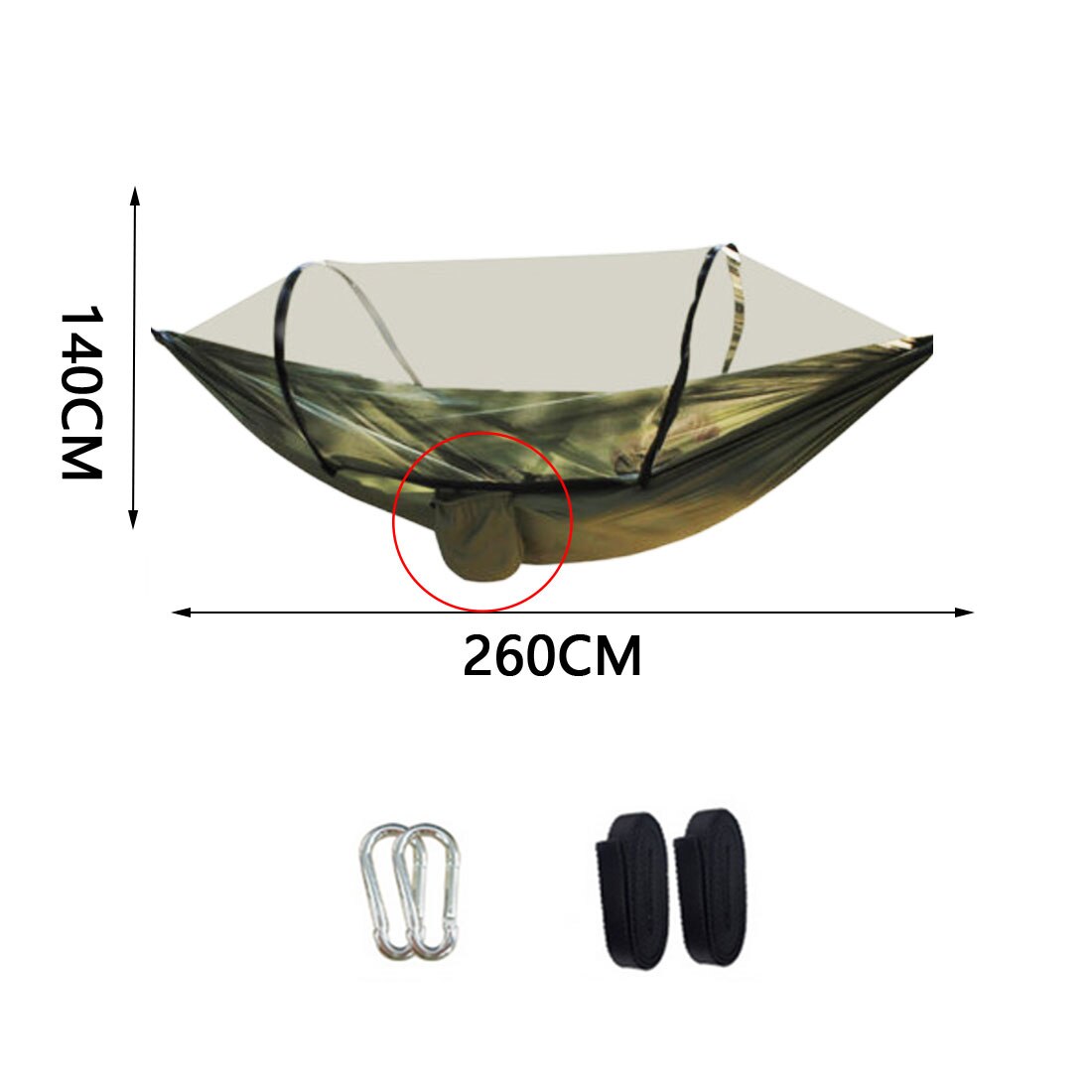 Hangmat Met Anti-Muggen Outdoor Dubbele Nylon Parachute Doek Camping Klamboe Quick Open Hangmat Controle Hangmat Kamp: Standard D