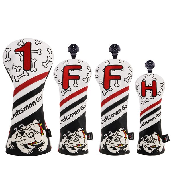 Craftsman Golf Wood Head Covers Headcover Bulldog Driver / Fairway / Hybrid Driver FW UT Headcovers Black