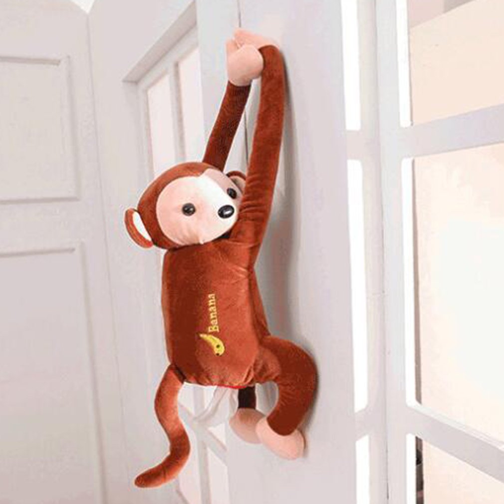 Creativo Pipi Scimmia Appesa Tessuto scatola auto di Tessuto Bookbox auto Bookbox Del Fumetto Sveglio Della Scimmia del Fumetto della Scatola Del Tessuto