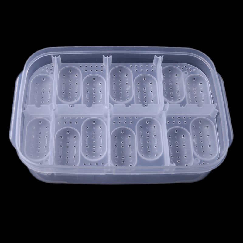 Incubateur d&#39;œufs de reptiles à 14 fentes, couvercle Transparent pour lézard, serpent Gecko, couveuse d&#39;œufs, boîte d&#39;éclosion, plateau en plastique