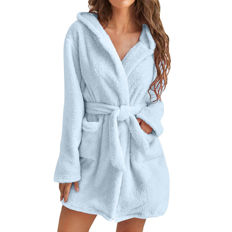 Badjas Koraal Pluche Capuchon Winter Badjas Zachte Vrouwen Water Absorberende Grote Badjas Verdikte Pluche Huis Nachtkleding: XL / Blauw