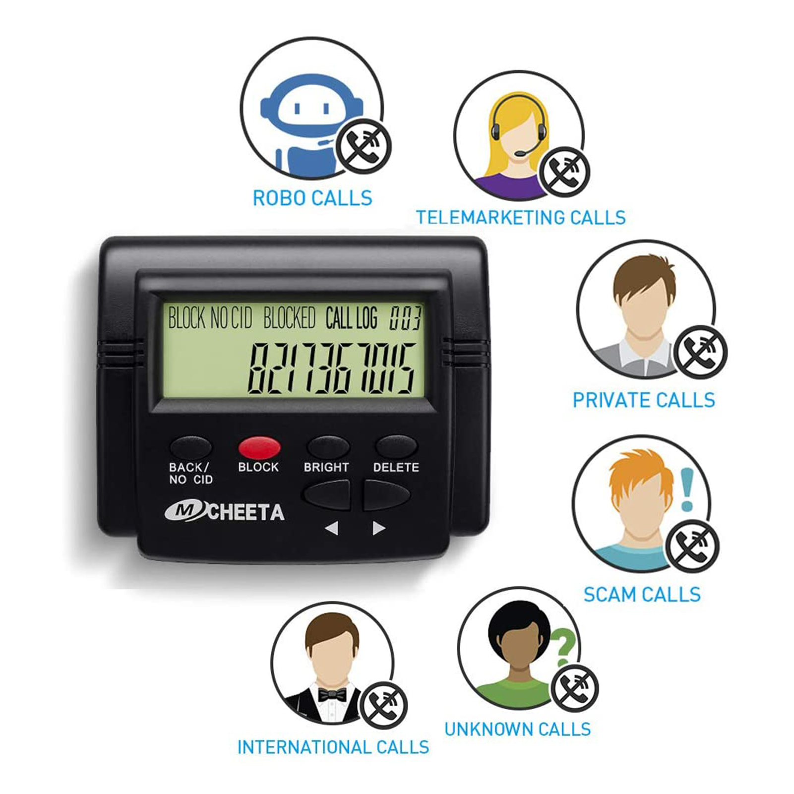 Call Blocker for Landline Phones Telephone 2000 Caller ID Box Blocking One Touch Number Block Device Block Nuisance Calls