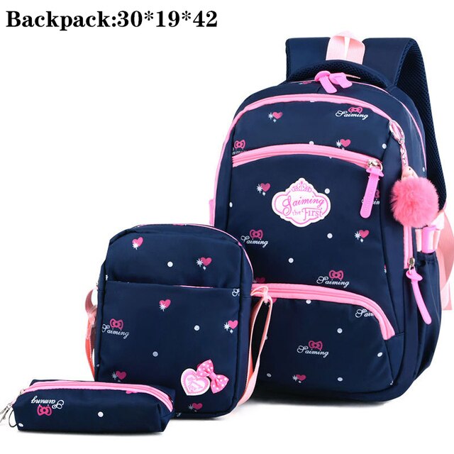 Hohe Quatily Art Schule Taschen 3 stücke Gedruckt Schule Rucksäcke Für Mädchen Teenager Schul Wasserdichte Buch Tasche freundlicher Bagpack: dunkel Blau