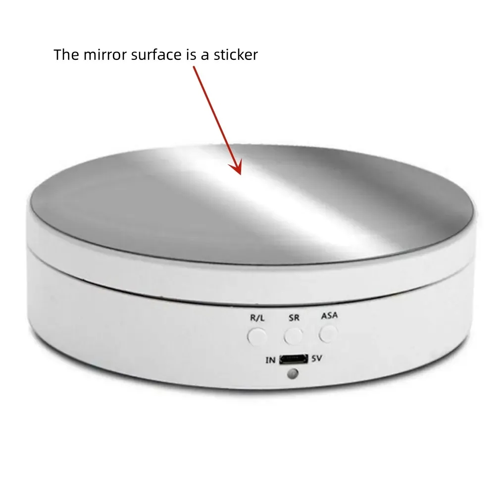 3 hastigheter roterende dreieskive 360 ° elektrisk svingbar base smykkestativ usb /18650 batteridrevet roterende brett: Hvit