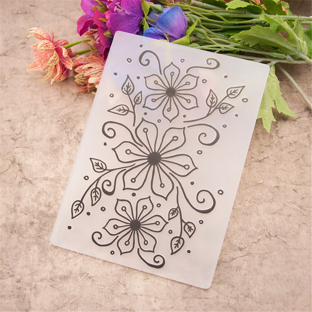 Eastshape Three Flowers Pattern Plastic Embossing Folder for Scrapbook DIY Album Card Tool Plastic Template Folders