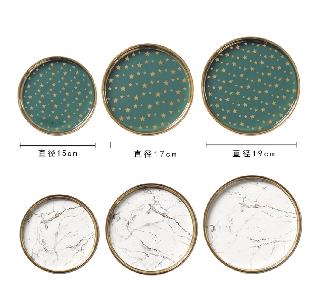 Light Luxury Marbled Ceramic Trays Jewelry Storage Tray Cosmetic Key Ceramic Plate Dessert Trays Serving Tray For Home Storage